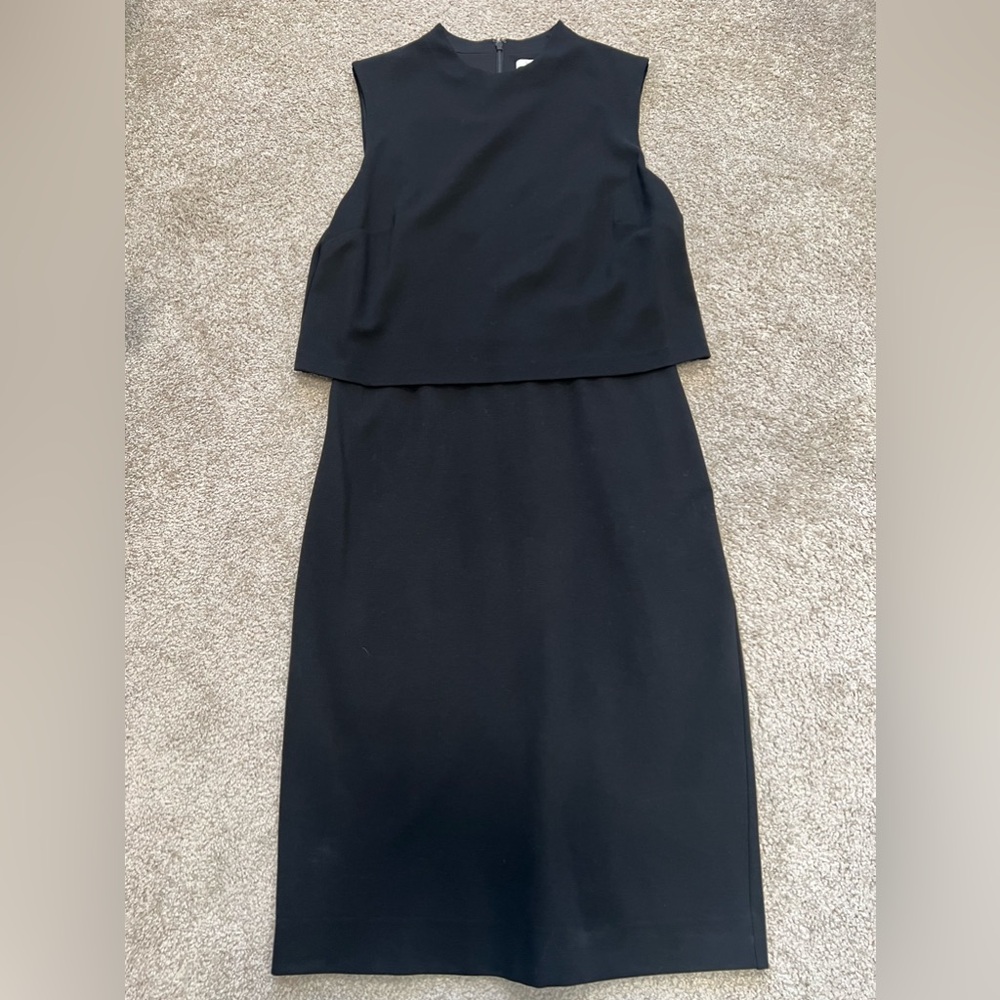 DVF Tali Dress Sz 12 Black Sleeveless Stretch OverTop Mock Neck d359 - Picture 2 of 6
